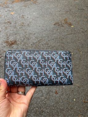 COACH Zip-Around Wallet in Blue and Brown